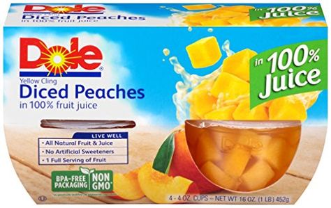 Dole Fruit Bowls Diced Peaches in 100 Fruit Juice 4 oz 4 cups * See this great product.(It is Amazon affiliate link) #instagood Dole Fruit Cups, Dole Pineapple, Mandarin Oranges, Peach Fruit, Fruit Cups, Fruit Bowls, Fruit Water, Healthy Energy, Orange Fruit