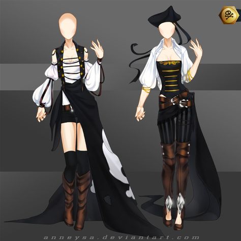 [Closed]Adoptable Outfit (pirates 1-2) by Anneysa Pirate Outfits Female, Adoptable Outfit, Pirate Costumes, Pirate Outfit, Outfits Female, Female Drawing, Art Outfits, Pirate Costume, Drawing Clothes