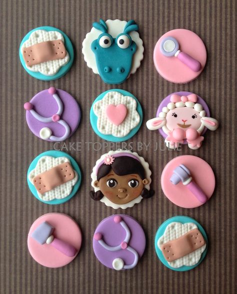 Custom Cakes by Julie: New Toppers! Doc McStuffins and Yo Gabba Gabba Inspired Doc Mcstuffins Cookies, Doc Mcstuffins Cupcakes, Doc Mcstuffins Birthday Cake, 12 Doctor, Doc Mcstuffins Cake, Edible Gum, 4de Verjaardag, Doc Mcstuffins Birthday Party, Doc Mcstuffins Party