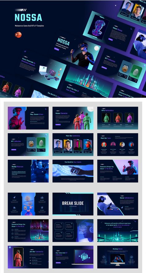 Nossa - Metaverse Game & NFTs Powerpoint Template Character Layout, Presentation Google Slides, Canva Presentation, Portfolio Powerpoint, Background Presentation, Online Jobs For Students, Online Jobs For Teens, Insta Layout, Powerpoint Tutorial