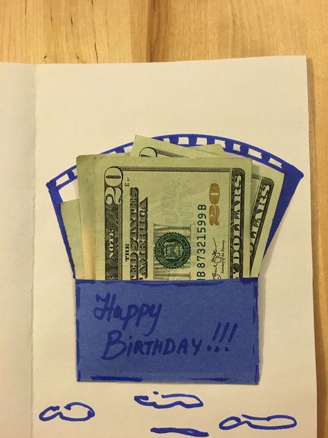 Money birthday card Birthday Card With Money, Money Birthday, Bookmark Ideas, Money Card, Birthday Money, 18th Birthday Cards, 27th Birthday, Creative Gifts For Boyfriend, Birthday Gift Cards