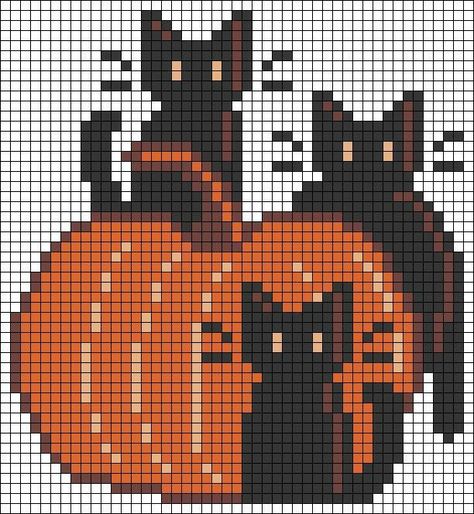 Crochet Halloween Graphgan, Pixel Grid Crochet Halloween, Hello Kitty Crochet Alpha Pattern, Fall Crochet Alpha Patterns, Crochet Grid Patterns Fall, Pixel Images Art, Cross Stitch Drawing, Floral Pixel Pattern, Fall Tapestry Crochet Patterns