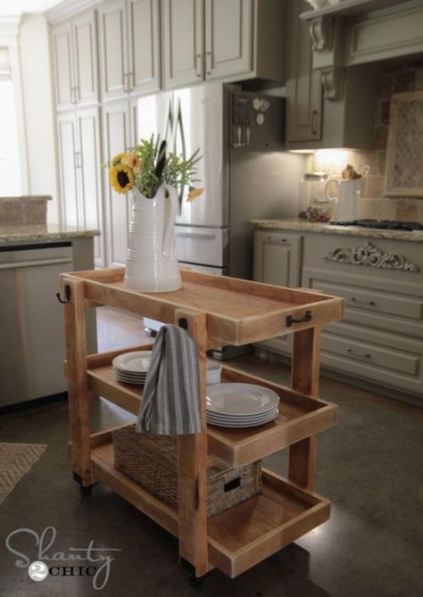 Diy Rolling Cart, Rolling Storage Cart, Rolling Storage, Rolling Cart, Storage Cart, Contemporary House Design, Kitchen Cart, Diy Wood Projects, Furniture Projects