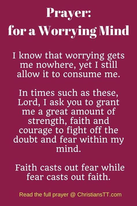 Prayer for a worrying mind Praying For Peace Of Mind, Prayers For Worry And Fear, Prayer For Fear And Worry, Worry Prayer, Prayer For Happiness, Prayer For Worry, Prayer For Help, Everyday Prayers, Prayers For Strength