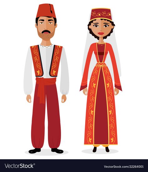 Turkey Traditional Clothes, Turkish Clothes, Turkey Clothes, Turkey Culture, Russian Dress, Man Clipart, Turkish Clothing, Woman Vector, Turkey Country