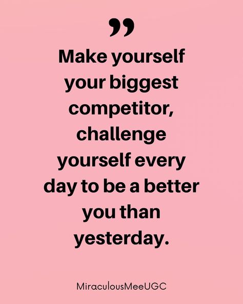 Every day is a fresh start to outdo the person you were yesterday. 💪🏾✨ Self-improvement isn’t about competing with others but challenging yourself to grow and evolve. Reflect on your journey, celebrate your small wins, and never stop striving for progress. Remember, the only competition that truly matters is with your past self. Push those boundaries, step out of your comfort zone, and embrace the hustle with confidence and grace. 🌟 In a world that’s constantly changing, self-motivation is k... Be Your Own Competition Quotes, Room For Improvement Quotes, Your Only Competition Is You, Competition Quotes, Wallpapers 2023, Improvement Quotes, Small Wins, Out Of Your Comfort Zone, Dear Self