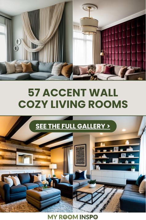 Explore stunning 57 accent wall ideas for living rooms in this pin, emphasizing unique decorations to enhance your interior decor. This curated pin features 4 captivating images showcasing diverse styles and colors for accent walls that bring life and character to your home. Statement Living Room Wall, Boho Living Room Accent Wall, Small Living Room Accent Wall Ideas, Wood Panel Accent Wall Living Room, Accent Wall Family Room, Statement Wall Living Room, Large Living Room Wall Ideas, Wall Inspiration Living Room, Statement Walls Living Room