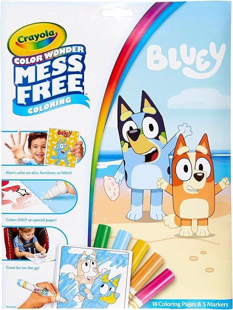 Amazon.com: Crayola Bluey Color Wonder Coloring Set, 18 Bluey Coloring Pages, Mess Free Coloring for Toddlers, Holiday Gift, Stocking Stuffers : Crayola: Everything Else Bluey Coloring Pages, Bluey Toys, Coloring Set, Color Wonder, Free Coloring, Markers, Coloring Pages, Wonder, Toys