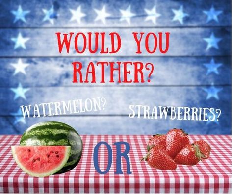 Both, but I am more likely to pick strawberries first. July Interactive Post, Memorial Day Interactive Posts, 4th Of July Interactive Post, Summer Interactive Posts, Summer Interactive Posts Facebook, Mary Kay 4th Of July, Facebook Group Games, Interaction Posts, Online Party Games