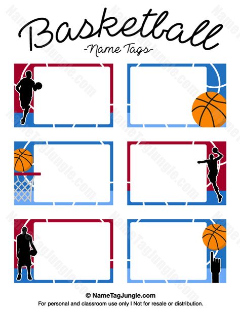 Print Names Free Printable, Basketball Name Tag, Basketball Template Free Printable, Tag Template Free, Notebook Labels, Name Tag For School, Name Tag Templates, Free Basketball, Name Tag Design