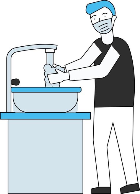 The boy is washing his hands well. Handwashing Station, Hand Washing Station, The Boy, His Hands, Infographic Design, Hand Washing, Soldier, Vector Free, Hand Wash