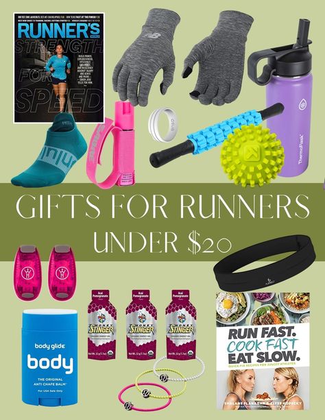 Here are my top gift ideas for runners under $20. Runner Gift Basket, Running Gifts For Women, Gifts For Runners Men, Running Gift Basket, Runners Gift Basket, Runner Gift Ideas, Gifts For Marathon Runners, Runner Gifts, Runner Humor