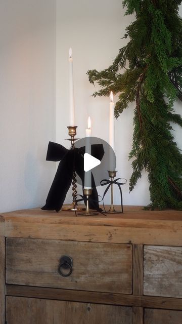 Olivia Atlas by Brittany Walker on Instagram: "DIY Bow Candlesticks 🖤  This is my favorite thrift flip for this holiday season. Just pair the ribbon color of your choice and it instantly makes it super duper cuteeeeeeeee!" Thrift Flip, Instagram Diy, Super Duper, Diy Bow, Ribbon Colors, Christmas Table, Tablescapes, Holiday Season, Ribbon