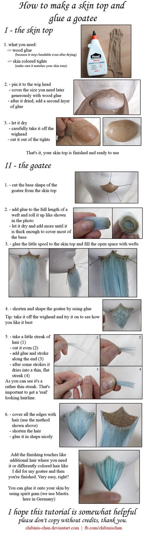 How to make a skin top and glue a goatee - This is a lot of work, but cool for DIY costumes/ cosplay! Amazing! Cosplay Facial Hair, Gandalf Cosplay, Cosplay Beard, Wing Tutorial, Diy Fantasia, Cosplay Wings, Diy Cosplay, Wig Head, Hair Appliances