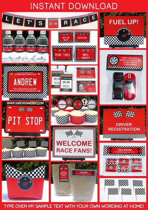 Race Car Party Printables, Two Fast Two Furious, Auto Party, Cars Birthday Party Decorations, Cars Birthday Party, Race Car Themes, Hot Wheels Party, Hot Wheels Birthday, Disney Cars Birthday