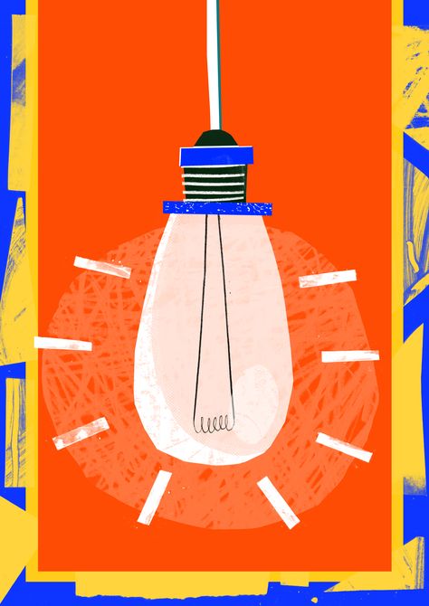 Lightbulb! Digital collage illustration by Tom Abbiss Smith. Light Bulb Graphic Design, Light Bulb Graphic, Light Bulb Illustration, Abc Illustration, Visual Art Lessons, Light Bulb Art, Typographic Poster Design, Light Bulb Design, Typographic Poster