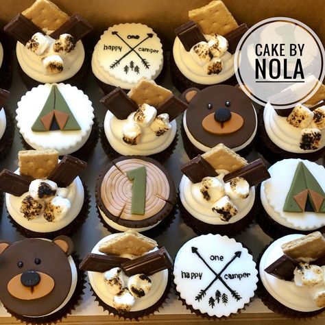 Love this set of cupcakes. The theme was One Happy Camper…#decoratedcupcakes #cupcakestagram #instacupcakes #cupcakesofinstagram #fondantcupcakes #fondantcupcaketoppers #handcutfondant #marshmallowfondant #partycupcakes #onehappycampercupcakes #onehappycamper #decorated cupcakes One Happy Camper Birthday Cupcakes, Outdoor Theme Cupcakes, Camping Birthday Cupcakes, Adventure Cupcakes Ideas, One Happy Camper Cake Pops, Camp Theme Cupcakes, One Happy Camper First Birthday Cupcakes, Wilderness Cupcakes, Hiking Cupcakes