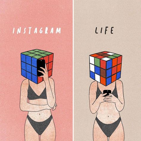 The Delicate And Challenging Art Of Giulia Rosa Instagram Vs Real Life, Make Your Own Story, Print Design Art, Conceptual Illustration, Italian Artist, Instagram Life, Creative Advertising, Featured Artist, Cat Pics