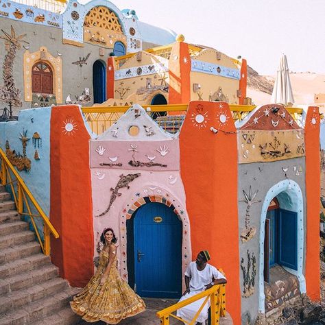 Nubian Village in Aswan, Egypt #pyramids #visitegypt #ancientegypt #instagram #egypt #egypttravel | Things to do in Egypt | things to do in Aswan Egypt| Egypt photography | Aswan Egypt things to do | Egypt travel tips | Egypt Instagram photo spots | Egypt pyramids | Cairo Egypt | Aswan Egypt photography | Abu Simbel Egypt | Aswan | Egypt travel clothes | Egypt travel clothes women | what to wear in Egypt Nubian Village, Egypt Outfits, Places In Egypt, Pyramids Egypt, Great Pyramid Of Giza, Visit Egypt, Painted Walls, Pyramids Of Giza, Egypt Travel