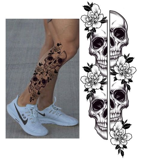 Anklet Tattoos For Women, Bushido Tattoo, Evil Skull Tattoo, Line Tattoo Ideas, Single Line Tattoo, Anklet Tattoos, Skulls Drawing, Leg Tattoo Men, Tattoo Style Drawings