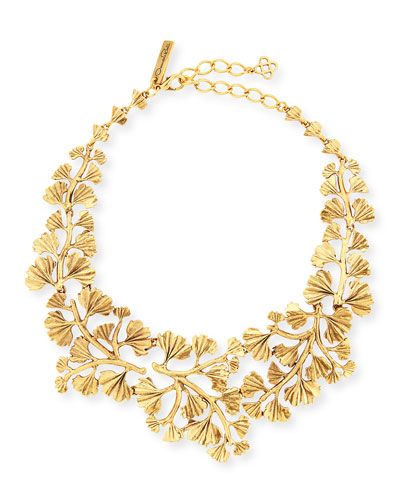 Y2MFZ Oscar de la Renta Gold-Plated Fern Necklace Gold Filigree Necklace, Top Selling Jewelry, Fern Necklace, Gold Bangle Set, Filigree Bracelet, Yellow Jewelry, Gold Jewelry Stores, Filigree Necklaces, Necklaces Gold