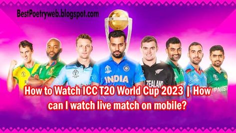 watch ICC T2O World Cup 2023 live for free. So if you also want to know how to watch T2O World Cup for free Watch Live Cricket, Live Match, World Cup 2023, T20 World Cup, Live Cricket, I Watch, Watch Live, How Can, World Cup