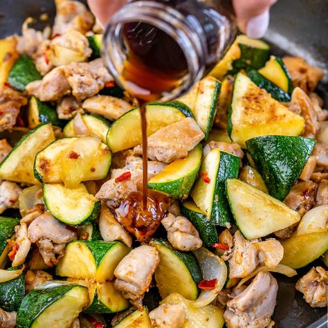 QUICK & EASY Zucchini + Chicken Stir Fry | Clean Food Crush Quick And Easy Zucchini And Chicken Stir Fry, Quick Clean Recipes, Chicken Squash Stir Fry, Asian Chicken And Zucchini, Teriyaki Chicken And Zucchini, Healthy Chicken Stir Fry With Vegetables Clean Eating, Stir Fry Recipes With Zucchini, Healthy Stir Fry Recipes Clean Eating, Chicken Zucchini Bowl