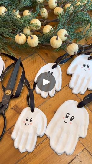 4.4M views · 17K reactions | DIY Ghost Handprint Ornaments 👻.  #fall #Halloween #halloweendecor #halloweeneveryday #halloweencountdown #halloweendecorations #halloween2024 #spooky #spookycute #topiary #spooktacular #pumpkin #pumpkindecor #diy #diyideas #diycrafts #budget #BudgetFriendly #budgetfriendlydecor #crafts #craftersgonnacraft #craftideas #kidscrafts #kidshalloween #craftingonabudget #diyhalloween #saltdough #saltdoughornaments | Factory Direct Craft | Adam Griffith · Ghosting Ghost Handprint Ornament, Model Magic Halloween Crafts, Saltdough Halloween, Ghost Handprint Craft, Diy Halloween Ghosts, Diy Ghost, Handprint Ornaments, Ghost Diy, Halloween Clay