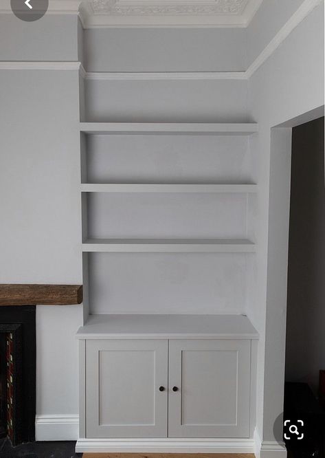 Narrow Alcove Ideas, Diy Alcove Cupboard, Alcove Shelving Living Room, Built In Living Room Cabinets, Alcove Storage Living Room, Fitted Cupboards, Alcove Ideas Living Room, Alcove Ideas, Living Room Cupboards