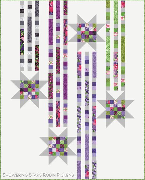 Showering Stars Quilt Pattern - Robin Pickens Christmas Quilting Patterns, Stars Quilt Pattern, Quilt Blocks Easy, Christmas Quilting, Stars Quilt, Christmas Quilt Patterns, Quilt Modernen, Falling Star, Quilt Care