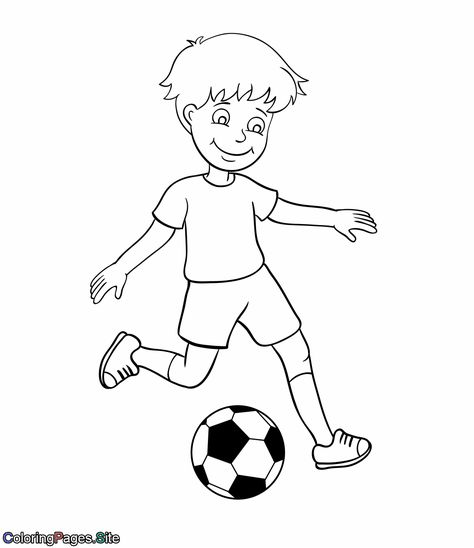 A boy is kicking a soccer ball coloring page Ball Coloring Pages, Aesthetic Colouring Pages Printable, Kicking A Ball, Kids Playing Football, Basketball Drawings, Sports Coloring Pages, Football Drawing, Ball Drawing, Boy Drawing