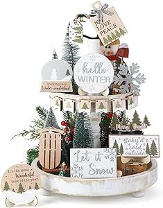 Winter Tray, Winter Tiered Tray Decor, Rustic Winter Decor, Table Centerpieces For Home, Tray Decor Christmas, Table Home Decor, Winter Ornaments, Winter Decorations, Home Entrance