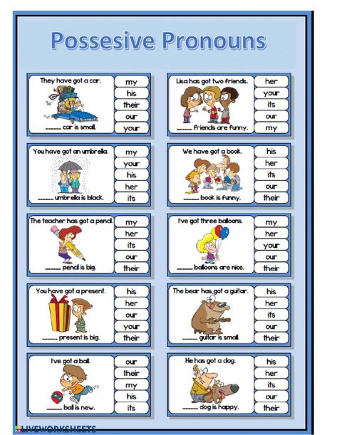 Possessive Pronouns online pdf worksheet Posessive Pronouns, Possessive Pronouns Activities, Possessive Pronouns Worksheet, Pronouns Exercises, Pronouns Worksheet, Pronoun Activities, Expressive Language Activities, English Grammar Exercises, Possessive Nouns