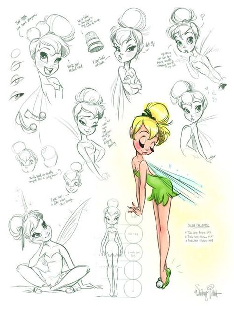 Tinkerbell Illustration Art, Traditional Animation Sketches, Tinkerbell Illustration, Tinkerbell Art, Wallpaper Film, Drawing Eyes, Disney Concept Art, Disney Sketches, Disney Fairies