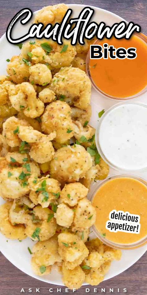 Create a crowd-pleasing side or appetizer with deep-fried cauliflower bites, coated in a crunchy golden-brown layer of buttermilk goodness. These crispy delights, a delicious family favorite, bring a flavorful twist to holiday gatherings and game-day feasts. Deep Fried Cauliflower, Restaurant Style Recipes, Best Appetizer Recipes, Cauliflower Bites, Quick Appetizers, Fried Cauliflower, Thanksgiving Appetizers, Great Appetizers, Perfect Appetizers