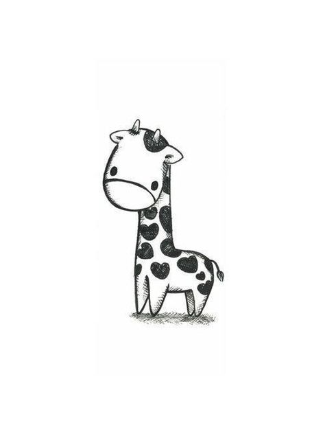 Baby Giraffe Tattoo, Drawings For Tattoos, Small Giraffe Tattoo, Cute Giraffe Drawing, Tattoos Black And White, Giraffe Tattoo, Giraffe Coloring Pages, Giraffe Colors, Giraffe Drawing