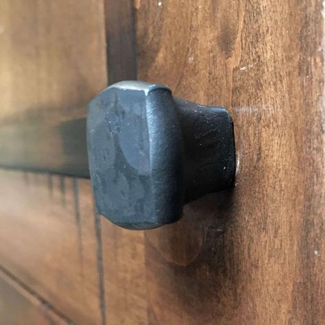 Rustic Hand Forged Hammered Square Knob Drawer Pull ⋆ Hill Iron Works Barndo Plans, Garage Door Decorative Hardware, Iron Drawer Pulls, Wooden Garage Doors, Garage Door Types, Cupboard Door Knobs, The Forge, Garage Door Design, Rustic Barn Door