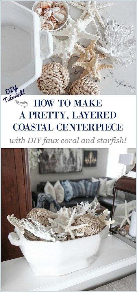 Coastal Centerpiece Ideas, Coastal Centerpiece, Coastal Table Decor, Coastal Table, Summer Centerpieces, Coastal Dining, Coastal Summer, Pottery Barn Inspired, Update Your Home