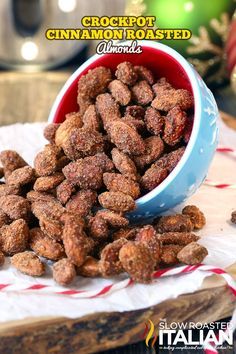 Glazed Almonds, Roasted Almonds Recipe, Candied Nuts Recipe, Cinnamon Roasted Almonds, Crockpot Candy, Slow Roasted Italian, Candied Almonds, The Slow Roasted Italian, Nut Recipes