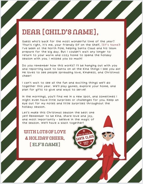 Get ready for the Elf on the Shelf with this free completely customizable Elf on the Shelf Letter Template. It's easy to customize the Elf on the Shelf letter with this cute printable download! Elf On The Shelf Letter Template Free Printable, Elf On The Shelf Letter Template, Elf Warning Letter Free Printable, Elf Arrival Letter Printable Free Editable, Elf On The Shelf Template Free Printable, Free Elf On The Shelf Arrival Letter, Free Printable Elf On The Shelf Letters, Elf On The Shelf Notes Printable Free, Elf Return Letter Free Printable