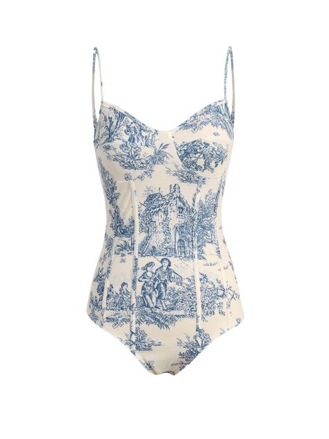 PRICES MAY VARY. Elegant Design: The Toile De Jouy Inspired Inspired bodysuit features a timeless floral pattern that exudes a sense of classic elegance. Perfect for date nights or sophisticated events, this piece adds a touch of artistry to your wardrobe with its intricate and detailed print. Versatile Style: With a flattering V-neck and sleeveless cut, this bodysuit pairs effortlessly with skirts, jeans, or trousers. Its regular fit and moderate fabric thickness ensure a sleek silhouette that Best One Piece Swimsuit, Santorini Beach, Santorini Beaches, Fun One Piece Swimsuit, Wardrobe Revamp, Vacation Fits, Bodysuit Pattern, Beach Vacation Style, Cruise Fashion