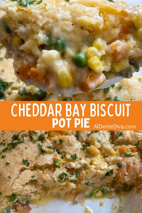 This incredibly delicious cheddar bay biscuit pot pie is made using shredded rotisserie chicken, premade biscuit mix and just a few other ingredients baked until golden brown and bubbly.

#redlobsterpotpie #viralchickenpotpie #chickenpotpie Chicken Pot Pie Casserole With Cheddar Bay Biscuits, Yellow Bliss Road Recipes, Dinner Pie Recipes, Chicken And Vegetable Bake, Premade Meals, Biscuit Pot Pie, Creamy Chicken Spaghetti, Food Casseroles, Chicken Cobbler