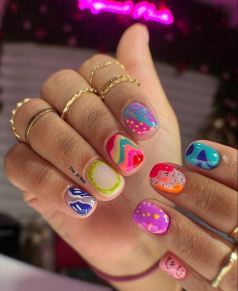 Hard Nails, Colorful Nail, Summery Nails, Short Square Acrylic Nails, Cute Gel Nails, Trendy Nail, Trendy Nail Art, Get Nails, Square Acrylic Nails