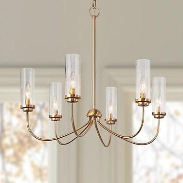 Charme 25" Wide Gold 6-Light Chandelier Gold Chandeliers Dining Room, Pottery Barn Kitchen, Gold Dining Room, Living Room Lighting Tips, Transitional Chandelier, Classic Chandeliers, Gold Pendant Lighting, Candelabra Chandeliers, Large Pendant Lighting