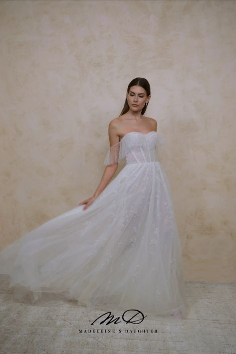 Everyly By Enaura romantic and whimsical A-line wedding dress with beading and a sweetheart neckline. Enaura Bridal, Dress Preservation, Wedding Dress Preservation, Beaded Wedding Dress, Sparkly Wedding Dress, Sparkly Wedding, Pink Wedding Dresses, Wedding Dresses With Flowers, Beautiful Prom Dresses