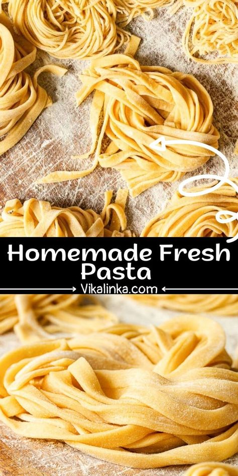 Homemade Pasta Dough Recipe, Egg Pasta Recipe, Fresh Pasta Recipe, Homemade Pasta Noodles, Vikalinka Recipes, Italian Pasta Recipes Authentic, Cooking Fresh Pasta, Easy Homemade Pasta, Fresh Pasta Recipes