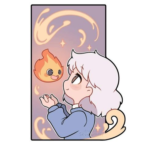 Sophie Calcifer, Calcifer Howl's Moving Castle, 하울의 움직이는 성, Studio Ghibli Fanart, Personajes Studio Ghibli, Howl And Sophie, Draw Ideas, Ghibli Artwork, Howl's Moving Castle