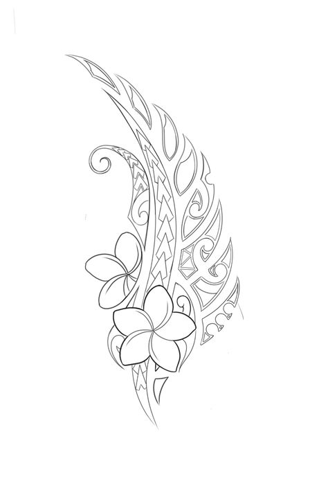 Flower Polynesian Tattoo, Tamoko Maori Design Leg, Tongan Tattoo Design, Polynesian Flower Tattoo Designs, French Polynesian Tattoo, Pacific Islander Tattoos Women, Tattoo Stencil For Woman, Hawaiian Flower Tattoo Designs, Hawaiian Coloring Pages Free Printable