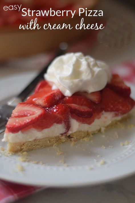 This Strawberry Pizza Recipe is so flavorful and easy to make. This dessert is sweet and refreshing with fresh strawberries, a cream cheese layer, and a golden crust. It's an old-fashioned recipe that is the perfect summer dessert or a great Valentine's Day dessert. Strawberry Pizza Recipe, Strawberry Fruit Pizza, Strawberry Pizza, Dessert Pizza Recipes, Old Fashioned Recipe, Slushie Recipe, Sugar Dough, Strawberry Dessert Recipes, Pizza Recipes Easy