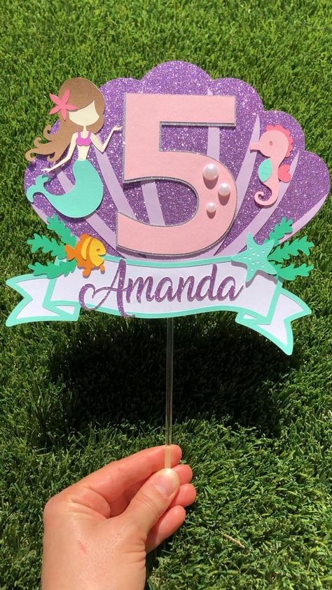 Mermaid Birthday Decorations Diy, Mermaid Theme Birthday Party Decorations, Mermaid Smash Cake, First Birthday Mermaid, Mermaid First Birthday, Mermaid Decorations, Topper Mermaid, Under The Sea Cake, Sea Cake